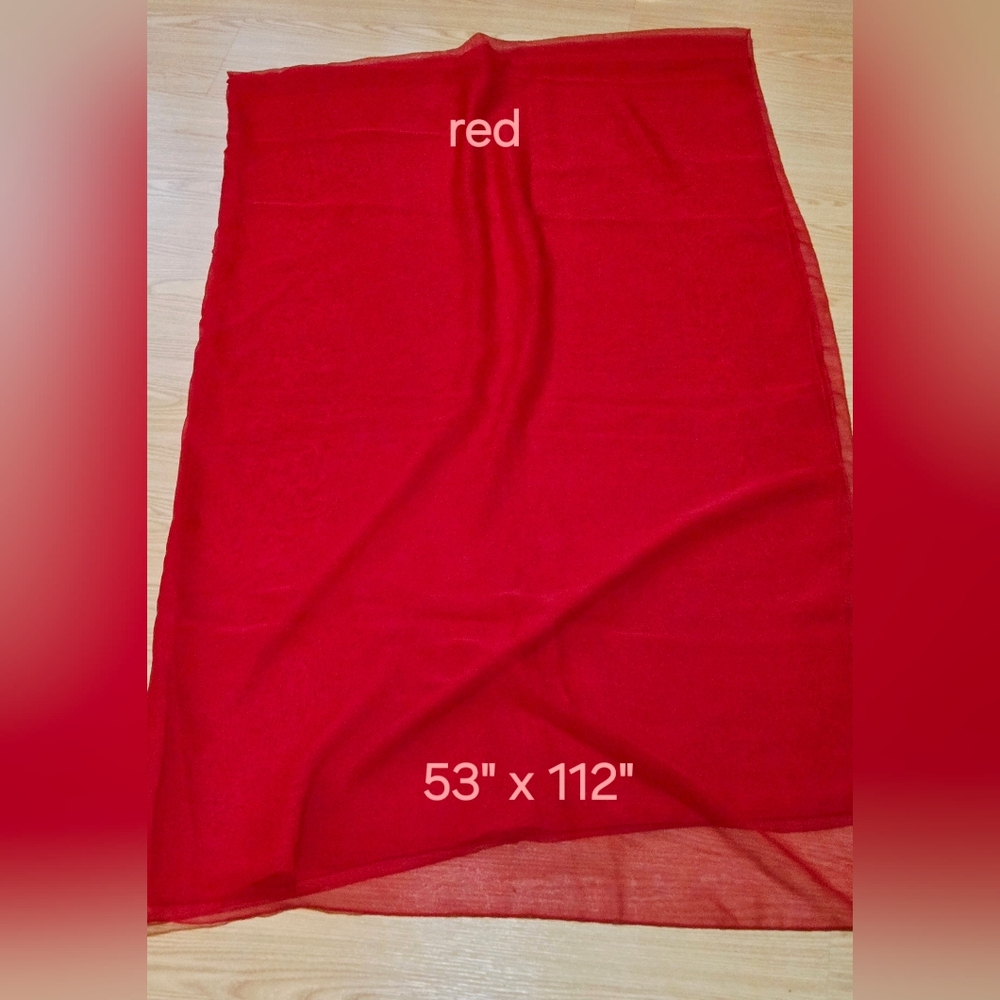 Renaissance Belly Dance Red ChiffonVeil ~ New~ 53" X 112"